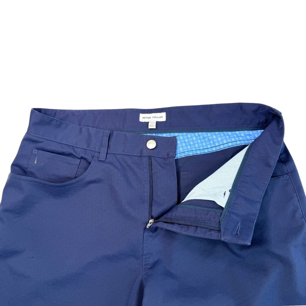 Peter Millar Mens Performance 5 Pocket Pants 34x30 Blue Straight Leg Golf - Picture 5 of 10